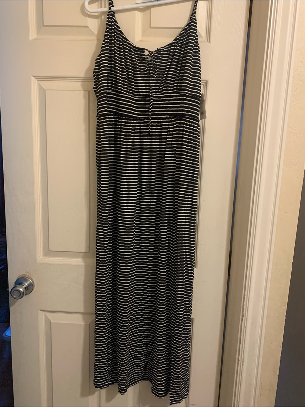 Lucky Brand Black and White Striped Maxi Dress